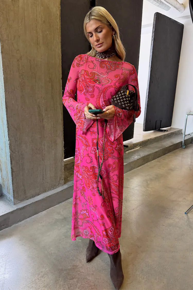 Pink Paisley Mesh Dress – Charlotte and Tess Pink Paisley Mesh Dress – Charlotte and Tess